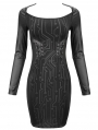 Black Sexy Gothic Punk Long Sleeve Short Dress