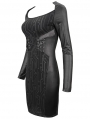 Black Sexy Gothic Punk Long Sleeve Short Dress