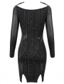 Black Sexy Gothic Punk Long Sleeve Short Dress