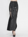 Black Sexy Gothic Punk High Split Long Skirt