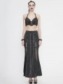 Black Sexy Gothic Punk High Split Long Skirt