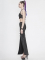 Black Sexy Gothic Punk High Split Long Skirt