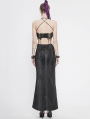 Black Sexy Gothic Punk High Split Long Skirt