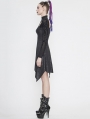 Black Gothic Hollowed-out Long Sleeve Asymmetrical Dress