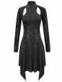 Black Gothic Hollowed-out Long Sleeve Asymmetrical Dress