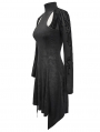 Black Gothic Hollowed-out Long Sleeve Asymmetrical Dress