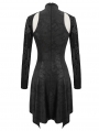 Black Gothic Hollowed-out Long Sleeve Asymmetrical Dress