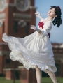 White Romantic Off-the-Shoulder Sweet Lolita OP Dress