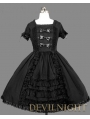Black Short Sleeves Ruffles Bow Sweet Gothic Lolita Dress