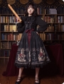 Nightingale and Rose Black Pattern Gothic Lolita JSK Dress