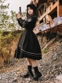 Loyal Chariot Black Naval Style Lantern Sleeve Gothic Lolita OP Dress
