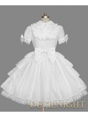 White Short Sleeves Bow Sweet Lolita Dress