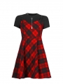 Black and Red Plaid Fake Two-Pieces Daily Wear Gothic Grunge Short Dress
