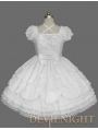 White Short Sleeves Lace Bow Sweet Lolita Dress