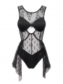 Black Gothic Lace One-Piece Swimsuit