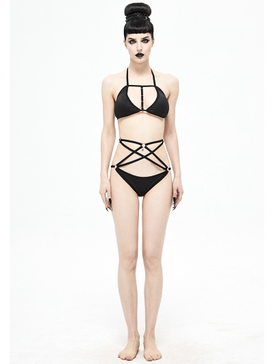 Black Gothic Sexy Two-Piece Bikini Set