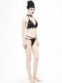 Black Gothic Sexy Lace Two-Piece Swimsuit Set