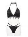 Black Gothic Sexy Lace Two-Piece Swimsuit Set