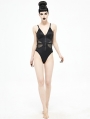 Black Gothic Punk One-Piece Swimsuit