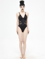 Black Gothic Punk One-Piece Swimsuit