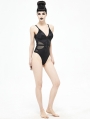 Black Gothic Punk One-Piece Swimsuit