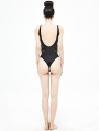 Black Gothic Punk One-Piece Swimsuit