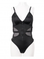 Black Gothic Punk One-Piece Swimsuit