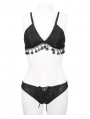 Black Gothic Sexy Tassel Two-Piece Bikini Set