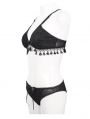 Black Gothic Sexy Tassel Two-Piece Bikini Set