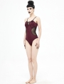 Dark Red Gothic One-Piece Swimsuit