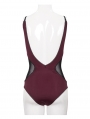 Dark Red Gothic One-Piece Swimsuit