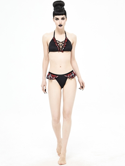 Black and Red Gothic Sexy Two-Piece Bikini Set