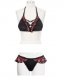 Black and Red Gothic Sexy Two-Piece Bikini Set