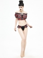 Black and Red Plaid Gothic Cute Two-Piece Swimsuit Set