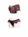 Black and Red Plaid Gothic Cute Two-Piece Swimsuit Set