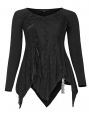 Black Gothic Gorgeous V-Neck Lace Long Sleeve Plus size Shirt for Women