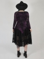 Dark Violet Gothic Gorgeous V-Neck Lace Long Sleeve Plus size Shirt for Women