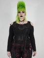Black Gothic Punk Sexy Cracked Long Sleeve Plus size Shirt for Women