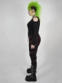 Black Gothic Punk Sexy Cracked Long Sleeve Plus size Shirt for Women