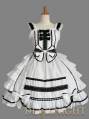 White Bow Ruffles Sleeveless Black Lace Sweet Gothic Lolita Dress