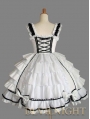 White Bow Ruffles Sleeveless Black Lace Sweet Gothic Lolita Dress