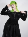 Black Gothic Punk Horizontal Collar Long Sleeve Plus size Shirt for Women