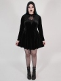 Black Gothic Velvet Dark Night Vines Short Plus Size Dress