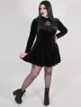 Black Gothic Velvet Dark Night Vines Short Plus Size Dress