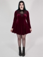 Wine Red Gothic Velvet Dark Night Vines Short Plus Size Dress