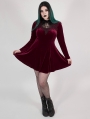 Wine Red Gothic Velvet Dark Night Vines Short Plus Size Dress