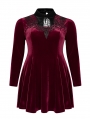 Wine Red Gothic Velvet Dark Night Vines Short Plus Size Dress