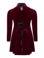 Wine Red Gothic Velvet Dark Night Vines Short Plus Size Dress