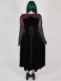 Black Gothic Velvet Horizontal Neck Long Plus Size Dress