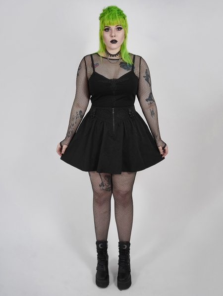 Black Gothic Grunge Short Plus Size Skirt 